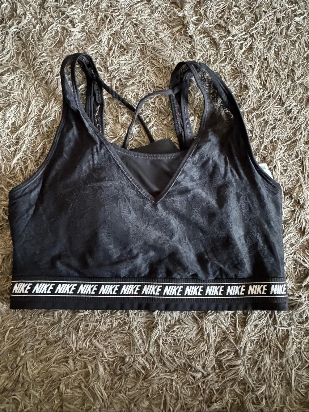 NIKE SWOOSH CLASSIC FLORAL LACE MEDIUM SUPPORT SPORTS TRAINING BRA size L